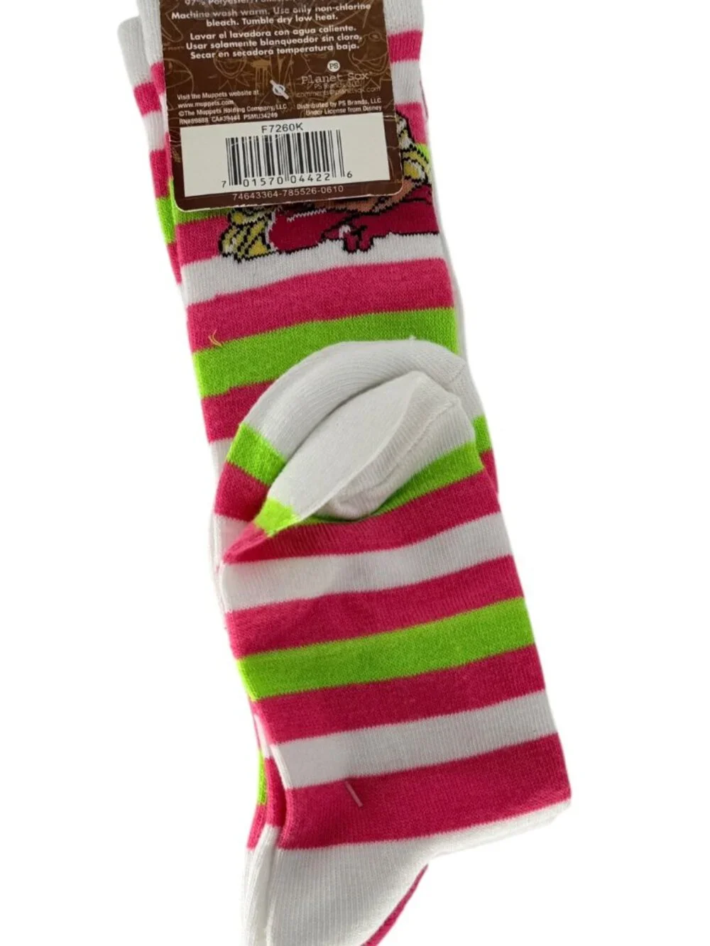 The Muppets Kermit Argyle Striped Socks 2 Pack New